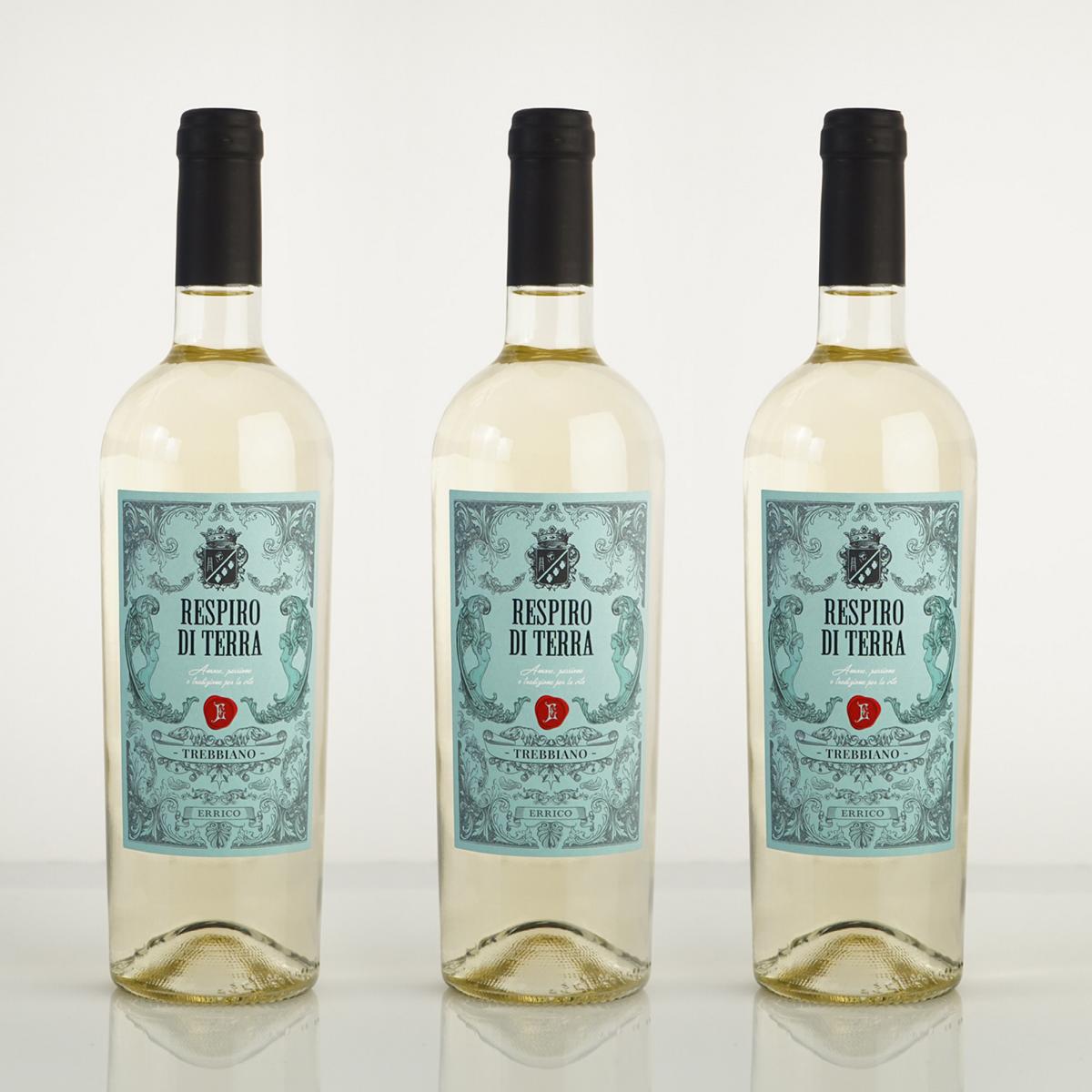 IGP Puglia Trebbiano “Respiro di Terra“ - Set bestehend aus: 3 Flaschen Weißwein a 0,75L